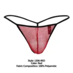 1306-RED Mesh G-String Thong Color Red Size M - Image 7