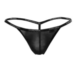 1330-BLK Ribbed Modal T-thong Color Black Size L - Image 3
