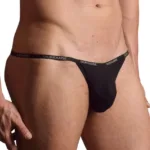 1330-BLK Ribbed Modal T-thong Color Black Size L