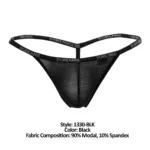 1330-BLK Ribbed Modal T-thong Color Black Size L - Image 6