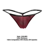 1330-BRD Ribbed Modal T-thong Color Bordeaux Size M - Image 6