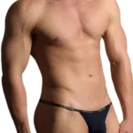 Alternative view of 1330-NVY Ribbed Modal T-thong Color Navy Size L