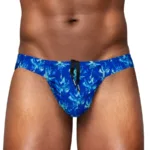 EW1826 FEEL SW Swim Bikini Color Royal Blue-Palms Size M