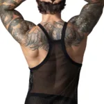 110-11C Fishnet 2 Tank Top Color Black Size L/XL - Image 3