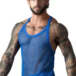 110-11C Fishnet 2 Tank Top Color Royal Size L/XL - Image 3