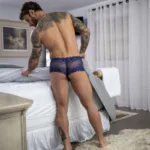 127-280 Sassy Lace Mini Short Sheer Pouch Color Navy Size L - Image 3