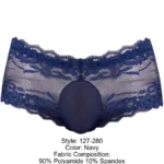 127-280 Sassy Lace Mini Short Sheer Pouch Color Navy Size L - Image 7