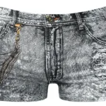 145-286 Dirty Denim Mini Short Color Denim Print Size M - Image 6