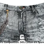 145-286 Dirty Denim Mini Short Color Denim Print Size M - Image 8