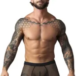 152-11C Fishnet 2 Pouch Short Color Black Size L