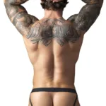 Alternative view of 348-304 Open Ended Jock Open Front Elastic Cock Ring Color Black Size L/XL