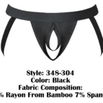 348-304 Open Ended Jock Open Front Elastic Cock Ring Color Black Size S/M - Image 5