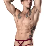 394-289 Lucifer Strappy Jock Color Burgundy Size L/XL