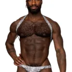 404-282 S-naked Shoulder Sling Harness Thong Color Silver-Black Size L/XL