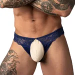 409-280 Sassy Lace Open Ring Thong Color Navy Size L/XL