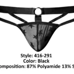 416-291 Love Star Thong with Ring Color Black Size S/M - Image 7