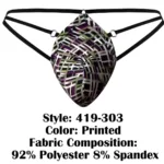419-303 Gridlocked Thong Straps-Rings Color Printed Size S/M - Image 6