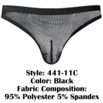 441-11C Fishnet 2 Bong Thong Color Black Size S/M - Image 5