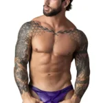 447-302 Eggplant Crossover Thong Color Plum Size L/XL - Image 3