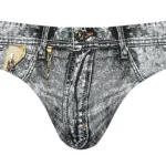 486-286 Dirty Denim Bikini Color Denim Print Size XL - Image 7