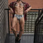 486-286 Dirty Denim Bikini Color Denim Print Size XL - Image 6