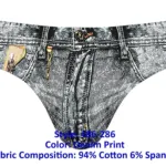 486-286 Dirty Denim Bikini Color Denim Print Size XL - Image 9