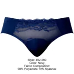 492-280 Sassy Lace Bikini Sold Pouch Color Navy Size L - Image 5