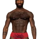492-280 Sassy Lace Bikini Solid Pouch Color Red Size M