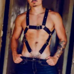 DMBL07 DNGEON Cross Cockring Harness Color Black Size Only Size - Image 16