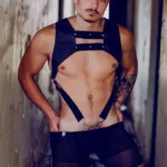 DMBL08 DNGEON Croptop Cockring Harness Color Black Size Only Size - Image 6