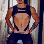 DMBL08 DNGEON Croptop Cockring Harness Color Black Size Only Size - Image 7
