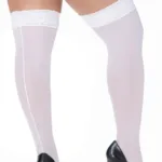 Alternative view of 1094X Mesh Thigh Highs Color White Size Only Size