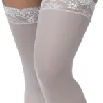 Alternative view of 1097 Mesh Thigh High Stockings Color Shoreline Gray Size Only Size
