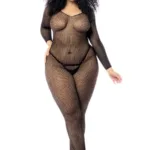 1102X Long Sleeved Fishnet Bodystocking Color Black Size Only Size
