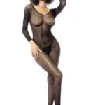 1102 Long Sleeved Fishnet Bodystocking Color Black Size Only Size - Image 3