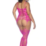 Alternative view of 1105X Fishnet Bodystocking Color Neon Pink Size Only Size