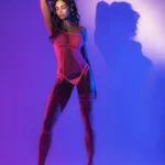 1105 Fishnet Bodystocking Color Neon Pink Size Only Size - Image 4