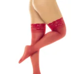 1108 Sheer Thigh Highs with Stay Up Color Red Size Only Size - Image 3