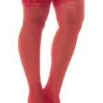 1108 Sheer Thigh Highs with Stay Up Color Red Size Only Size