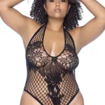 1115X Floral Fishnet Bodysuit Color Black Size Only Size