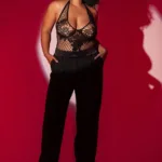 1115X Floral Fishnet Bodysuit Color Black Size Only Size - Image 5