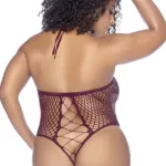 Alternative view of 1115X Floral Fishnet Bodysuit Color Cherry Size Only Size