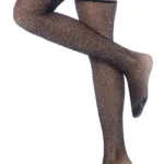Alternative view of 1127 Diamond Fishnet Thigh High Stockings Color Black-Rhinestone Size Only Size