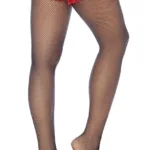 Alternative view of 1129 Fishnet Ruffle Tigh High Stocking Color Black-Red Size Only Size