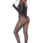 Alternative view of 1131 Long Sleeve Fishnet Bodystocking Color Black-Rhinestone Size Only Size