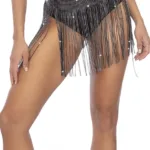 1138 Glam Fringe Belt Color Black-Rhinestone Size Only Size - Image 3