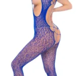 1141 Fishnet Bodystocking Color Blue Size Only Size