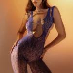 1141 Fishnet Bodystocking Color Blue Size Only Size - Image 4