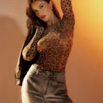 1142 Mesh Long Sleeve Bodysuit Color Leopard Print Size Only Size - Image 6
