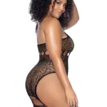 Alternative view of 1144X Leopard Halter Fishnet Bodysuit Color Black Size Only Size